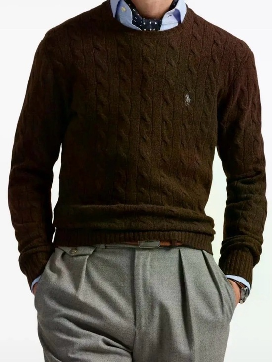 Ralph Lauren Other - Ralph Lauren Dark Brown Cable-Knit Crewneck Sweater